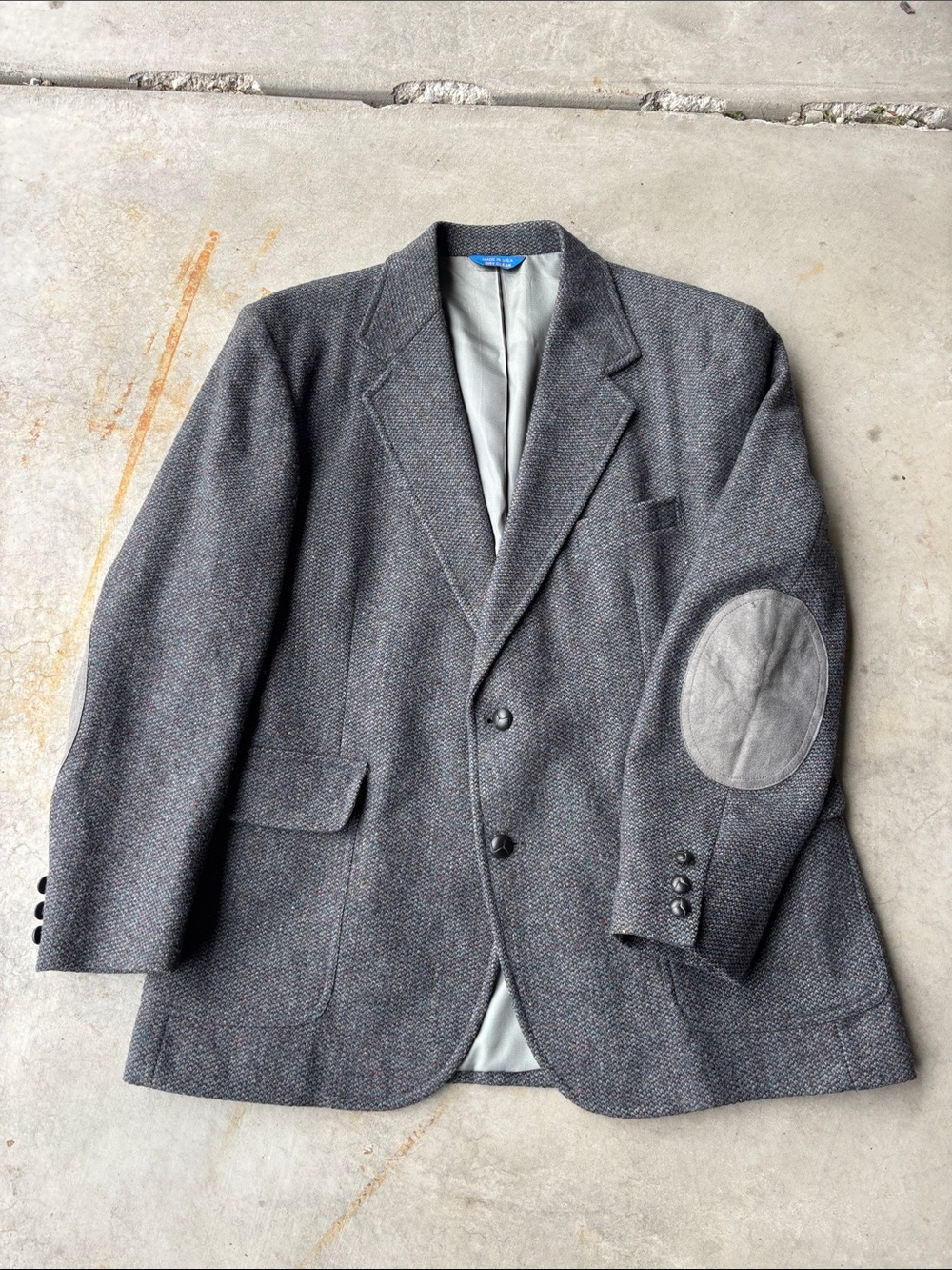 Vintage Pendleton Wool Blazer sz 44 Suede Elbow Patch Grandpa Core Dark Academia